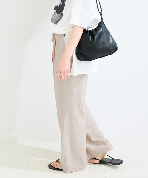 B.C STOCK（ベーセーストック）の「手洗い可 / リネンライクフレアパンツ（スラックス・レディース・ブラック/ベージュ/ブラウン・FREE）」の15枚目の写真