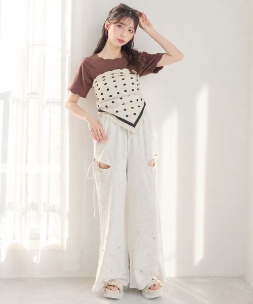 MAJESTIC LEGON（マジェスティックレゴン）の「スカラップデザイントップス（Tシャツ/カットソー・レディース・ライトグリーン/ネイビー/アイボリー/ブラック/チャコールグレー/ボルドー/ブラウン/ラベンダー/ブラック系その他・MEDIUM）」の21枚目の写真