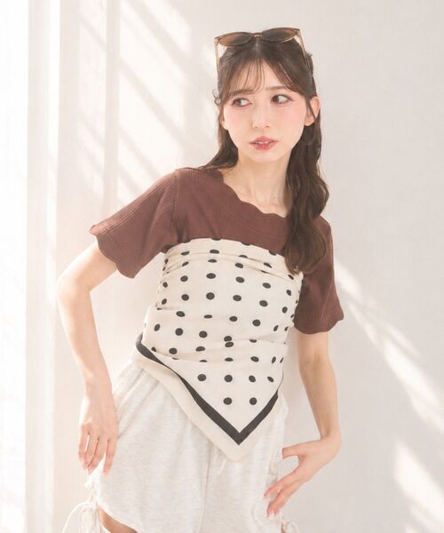 MAJESTIC LEGON（マジェスティックレゴン）の「スカラップデザイントップス（Tシャツ/カットソー・レディース・ライトグリーン/ネイビー/アイボリー/ブラック/チャコールグレー/ボルドー/ブラウン/ラベンダー/ブラック系その他・MEDIUM）」の22枚目の写真