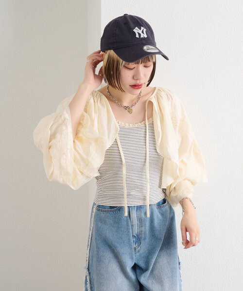 w closet(ダブルクローゼット)の「レース使いボレロブラウス(シャツ/ブラウス・レディース・オレンジ/ブラック/オフホワイト・FREE)」の4枚目の写真
