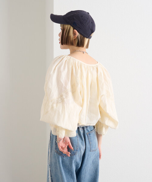 w closet(ダブルクローゼット)の「レース使いボレロブラウス(シャツ/ブラウス・レディース・オレンジ/ブラック/オフホワイト・FREE)」の6枚目の写真