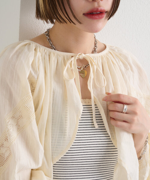 w closet(ダブルクローゼット)の「レース使いボレロブラウス(シャツ/ブラウス・レディース・オレンジ/ブラック/オフホワイト・FREE)」の9枚目の写真