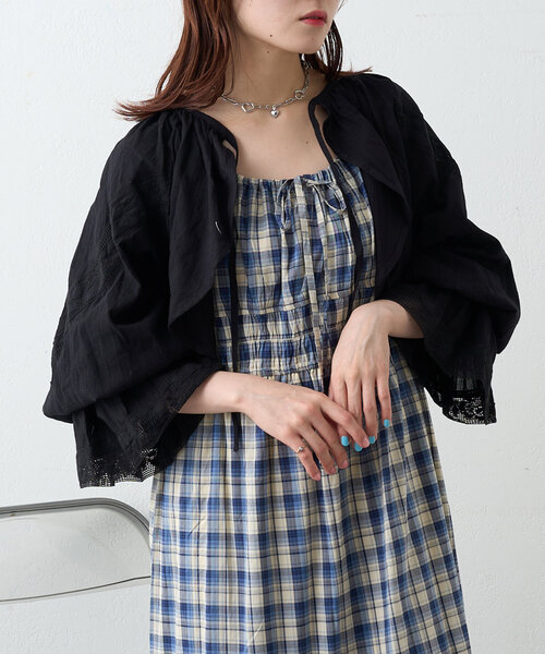 w closet(ダブルクローゼット)の「レース使いボレロブラウス(シャツ/ブラウス・レディース・オレンジ/ブラック/オフホワイト・FREE)」の17枚目の写真