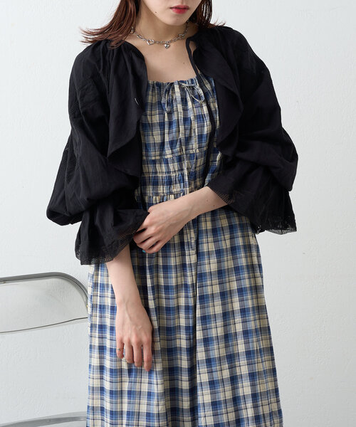 w closet(ダブルクローゼット)の「レース使いボレロブラウス(シャツ/ブラウス・レディース・オレンジ/ブラック/オフホワイト・FREE)」の18枚目の写真