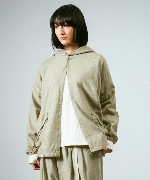 Dulcamara（ドゥルカマラ）の「縮絨ウールワイドフーディー（パーカー・メンズ・グリーン系その他/ダークブラウン/チャコールグレー・0/1）」の3枚目の写真