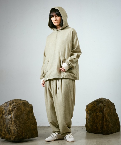 Dulcamara（ドゥルカマラ）の「縮絨ウールワイドフーディー（パーカー・メンズ・グリーン系その他/ダークブラウン/チャコールグレー・0/1）」の8枚目の写真