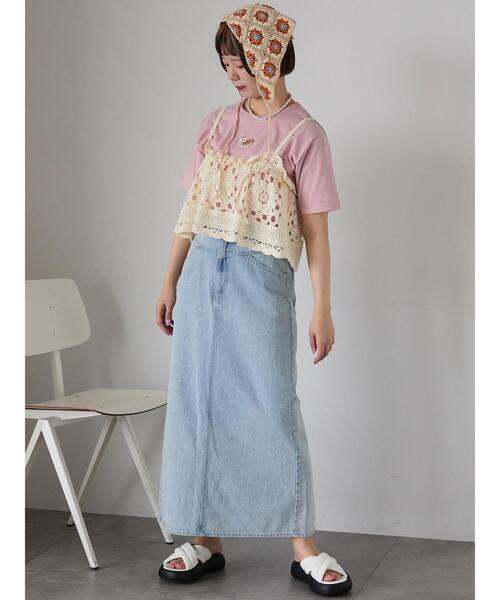 ehka sopo（エヘカソポ）の「わんこ刺繍Tシャツ（Tシャツ/カットソー・レディース・グリーン/ピンク/オフホワイト・F）」の5枚目の写真