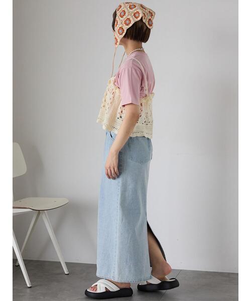 ehka sopo（エヘカソポ）の「わんこ刺繍Tシャツ（Tシャツ/カットソー・レディース・グリーン/ピンク/オフホワイト・F）」の7枚目の写真