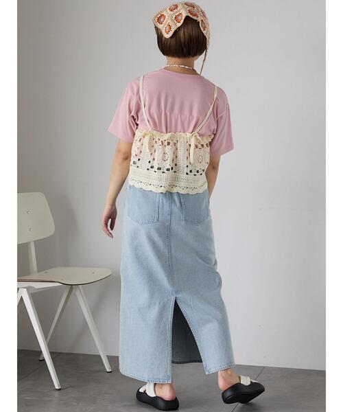 ehka sopo（エヘカソポ）の「わんこ刺繍Tシャツ（Tシャツ/カットソー・レディース・グリーン/ピンク/オフホワイト・F）」の8枚目の写真