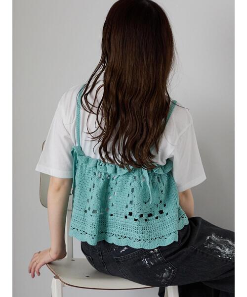 ehka sopo（エヘカソポ）の「わんこ刺繍Tシャツ（Tシャツ/カットソー・レディース・グリーン/ピンク/オフホワイト・F）」の13枚目の写真