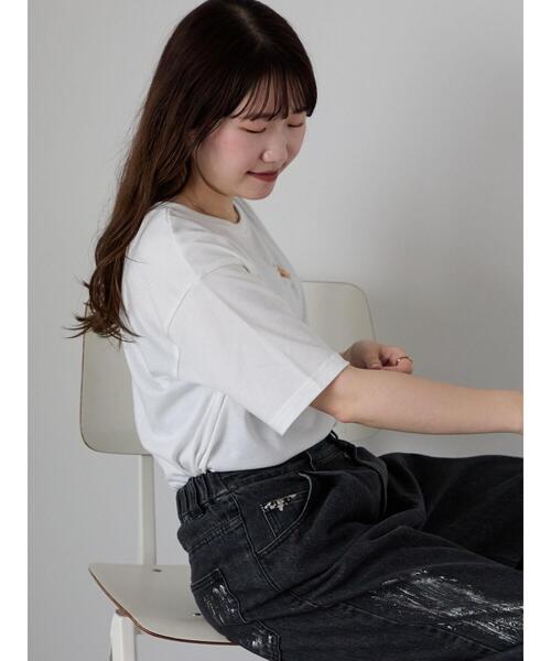 ehka sopo（エヘカソポ）の「わんこ刺繍Tシャツ（Tシャツ/カットソー・レディース・グリーン/ピンク/オフホワイト・F）」の15枚目の写真