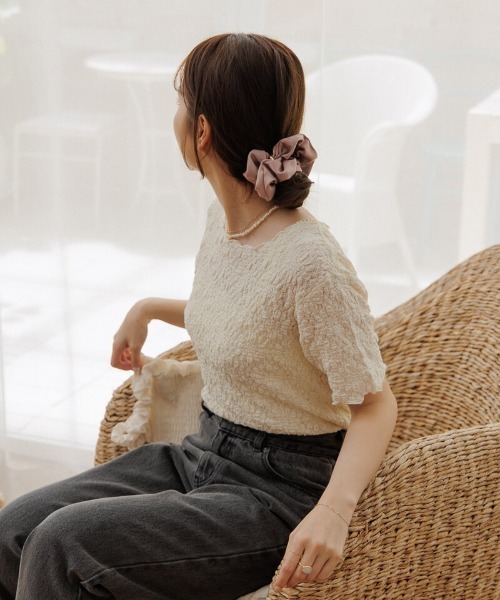 flower（フラワー）の「ハーフシャビーレーストップ3（Tシャツ/カットソー・レディース・アイボリー/ブラック・FREE）」の12枚目の写真