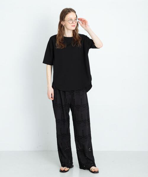 URBAN RESEARCH Sonny Label(アーバンリサーチサニーレーベル)の「カットジョーゼットハーフスリーブプルオーバー(Tシャツ/カットソー・レディース・ブラック/グレー系その他/オフホワイト・FREE)」の6枚目の写真