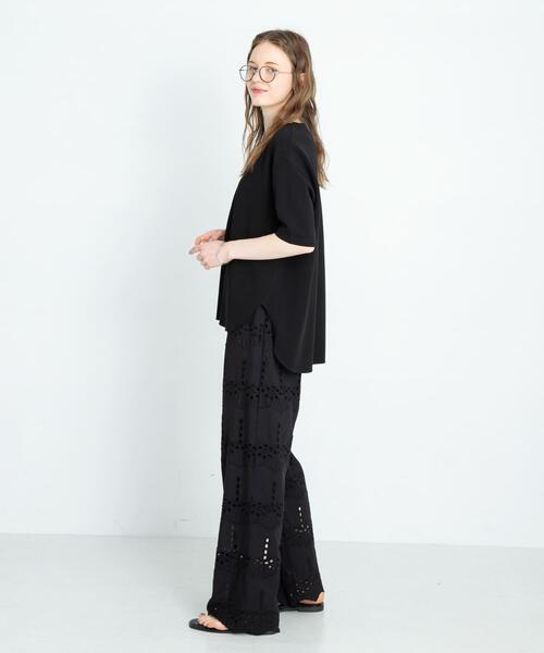 URBAN RESEARCH Sonny Label(アーバンリサーチサニーレーベル)の「カットジョーゼットハーフスリーブプルオーバー(Tシャツ/カットソー・レディース・ブラック/グレー系その他/オフホワイト・FREE)」の7枚目の写真