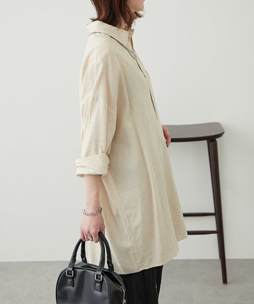 WILLOW（ウィロー）の「【willow】リネン混チュニックシャツ（シャツ/ブラウス・レディース・ブラック/ベージュ・ONE SIZE）」の21枚目の写真