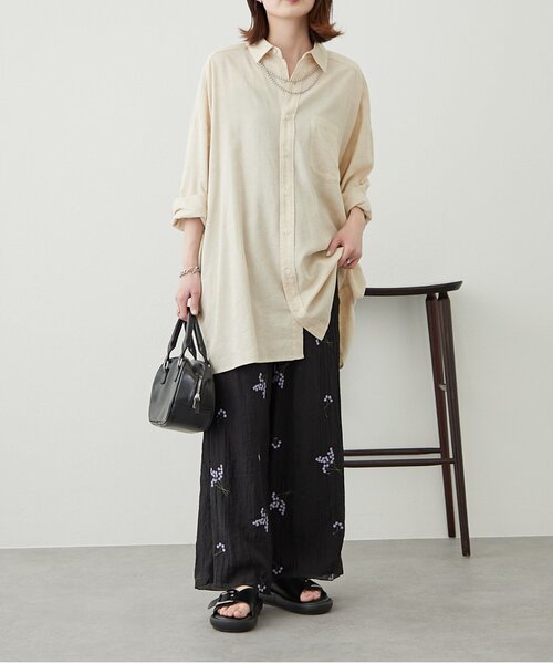 WILLOW（ウィロー）の「【willow】リネン混チュニックシャツ（シャツ/ブラウス・レディース・ブラック/ベージュ・ONE SIZE）」の18枚目の写真