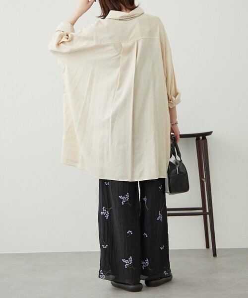 WILLOW（ウィロー）の「【willow】リネン混チュニックシャツ（シャツ/ブラウス・レディース・ブラック/ベージュ・ONE SIZE）」の17枚目の写真