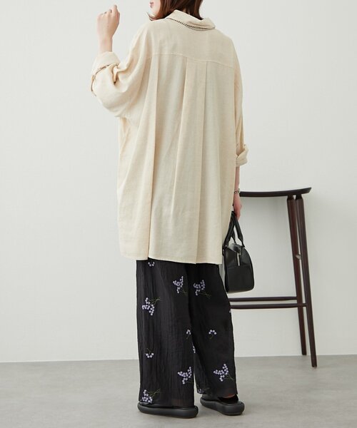 WILLOW（ウィロー）の「【willow】リネン混チュニックシャツ（シャツ/ブラウス・レディース・ブラック/ベージュ・ONE SIZE）」の16枚目の写真