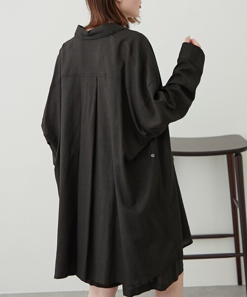 WILLOW（ウィロー）の「【willow】リネン混チュニックシャツ（シャツ/ブラウス・レディース・ブラック/ベージュ・ONE SIZE）」の6枚目の写真