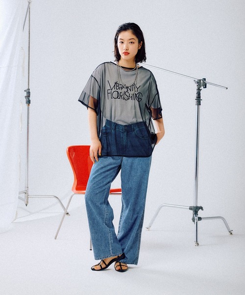 LEPSIM（レプシィム）の「切り替えチュールT　452492（Tシャツ/カットソー・レディース・アイボリー/ブラック・FREE）」の3枚目の写真