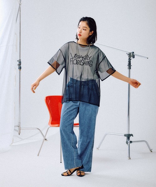 LEPSIM（レプシィム）の「切り替えチュールT　452492（Tシャツ/カットソー・レディース・アイボリー/ブラック・FREE）」の4枚目の写真