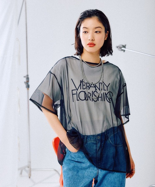 LEPSIM（レプシィム）の「切り替えチュールT　452492（Tシャツ/カットソー・レディース・アイボリー/ブラック・FREE）」の5枚目の写真