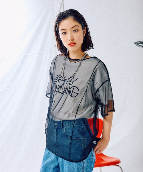 LEPSIM（レプシィム）の「切り替えチュールT　452492（Tシャツ/カットソー・レディース・アイボリー/ブラック・FREE）」の6枚目の写真