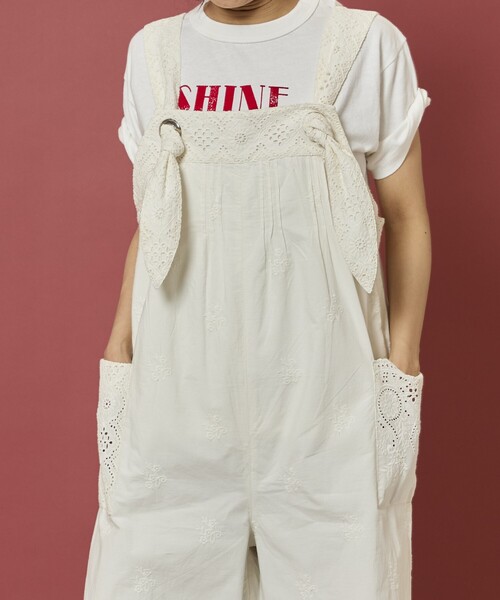 Freada（フリーダ）の「Freada/フリーダ カットワーク 刺繍 サロペット（サロペット/オーバーオール・レディース・ホワイト/ブラウン/ブラック・ﾌﾘ-）」の9枚目の写真