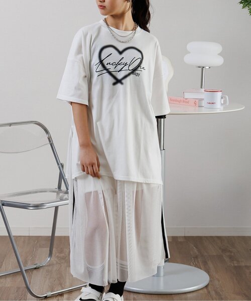 algy(アルジー)の「BIGT&メッシュロングスカートセット(セットアップ・キッズ・オフホワイト/ブラック・XX-SMALL/X-SMALL/MEDIUM/SMALL)」の1枚目の写真