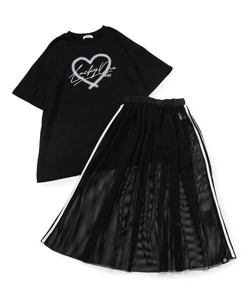 algy(アルジー)の「BIGT&メッシュロングスカートセット(セットアップ・キッズ・オフホワイト/ブラック・XX-SMALL/X-SMALL/MEDIUM/SMALL)」の14枚目の写真