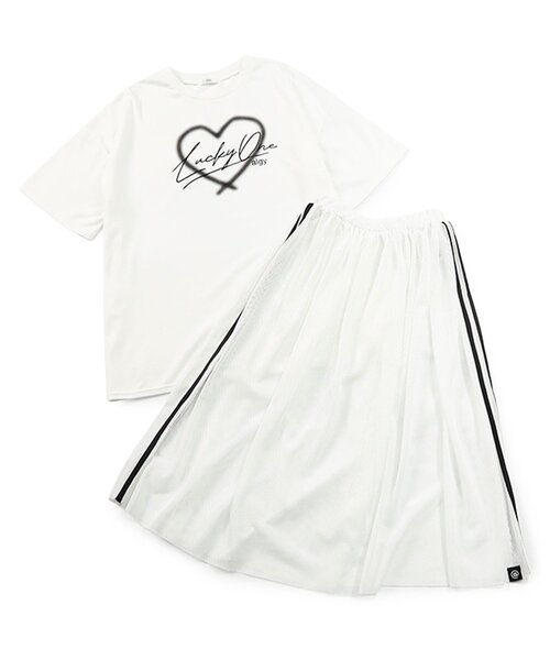 algy(アルジー)の「BIGT&メッシュロングスカートセット(セットアップ・キッズ・オフホワイト/ブラック・XX-SMALL/X-SMALL/MEDIUM/SMALL)」の7枚目の写真