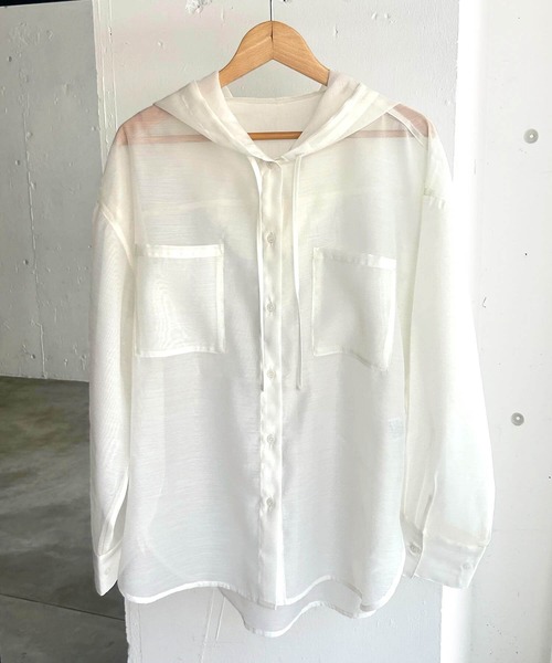 tiptop（ティップトップ）の「アソートシアーフードBIGシャツ（シャツ/ブラウス・レディース・オフホワイト/ピンク/チャコールグレー/ブルー系その他/ブラック系その他・FREE）」の18枚目の写真