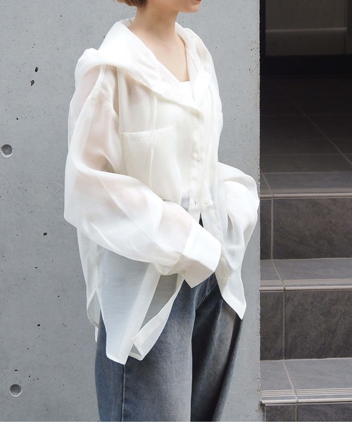 tiptop（ティップトップ）の「アソートシアーフードBIGシャツ（シャツ/ブラウス・レディース・オフホワイト/ピンク/チャコールグレー/ブルー系その他/ブラック系その他・FREE）」の8枚目の写真