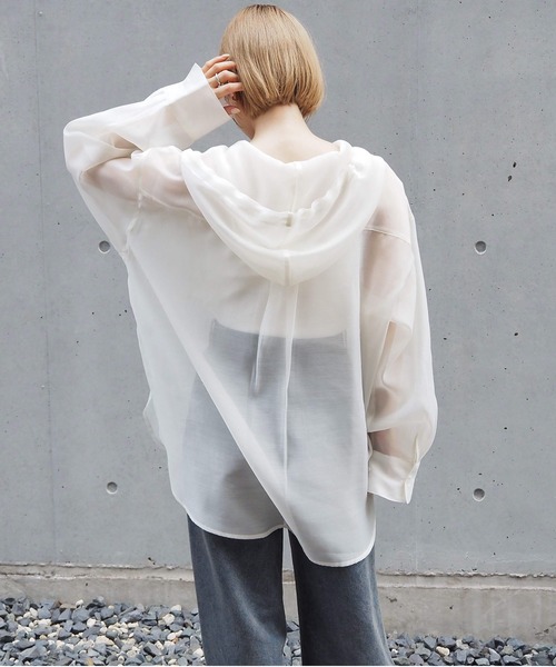 tiptop（ティップトップ）の「アソートシアーフードBIGシャツ（シャツ/ブラウス・レディース・オフホワイト/ピンク/チャコールグレー/ブルー系その他/ブラック系その他・FREE）」の12枚目の写真