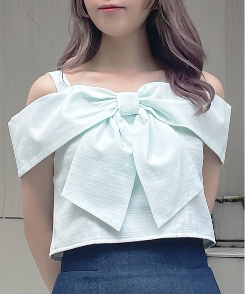 abc une face（アーベーセーアンフェイス）の「オフショルリボンブラウス（シャツ/ブラウス・レディース・ブラック/グリーン/ホワイト/イエロー/ホワイト系その他・FREE）」の8枚目の写真