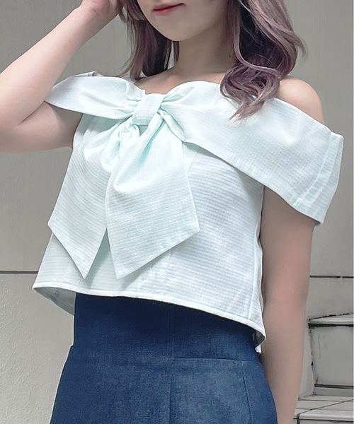 abc une face（アーベーセーアンフェイス）の「オフショルリボンブラウス（シャツ/ブラウス・レディース・ブラック/グリーン/ホワイト/イエロー/ホワイト系その他・FREE）」の9枚目の写真