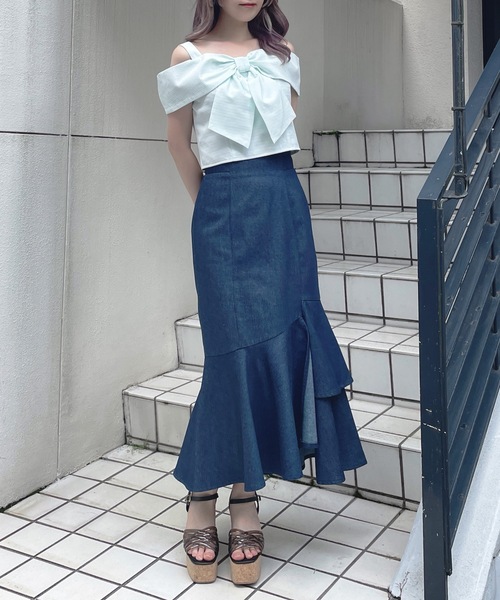 abc une face（アーベーセーアンフェイス）の「オフショルリボンブラウス（シャツ/ブラウス・レディース・ブラック/グリーン/ホワイト/イエロー/ホワイト系その他・FREE）」の10枚目の写真