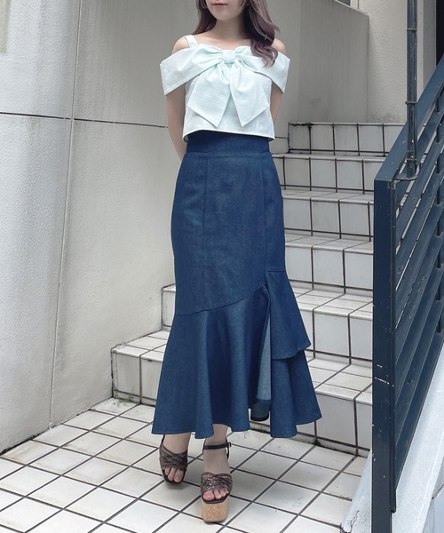 abc une face（アーベーセーアンフェイス）の「オフショルリボンブラウス（シャツ/ブラウス・レディース・ブラック/グリーン/ホワイト/イエロー/ホワイト系その他・FREE）」の11枚目の写真