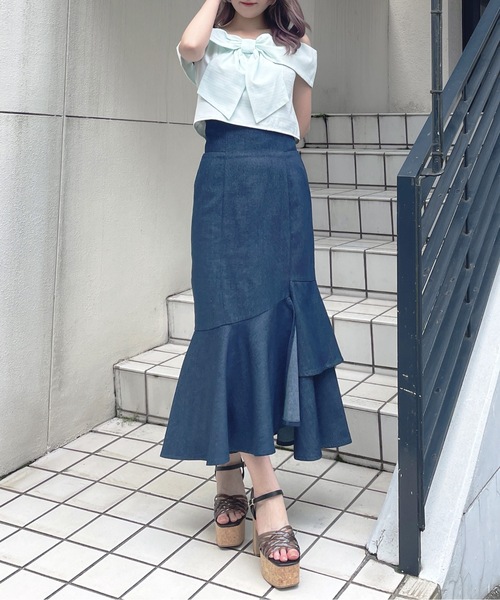 abc une face（アーベーセーアンフェイス）の「オフショルリボンブラウス（シャツ/ブラウス・レディース・ブラック/グリーン/ホワイト/イエロー/ホワイト系その他・FREE）」の12枚目の写真