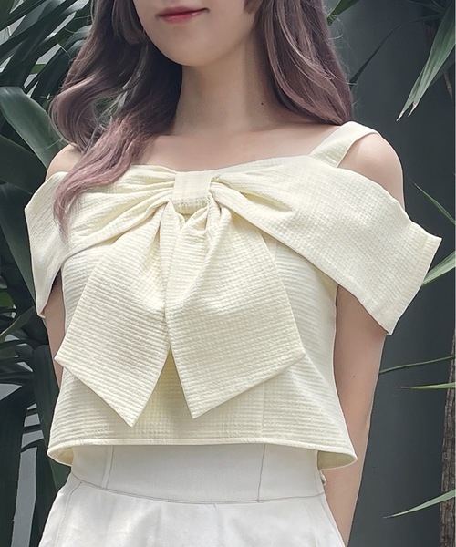 abc une face（アーベーセーアンフェイス）の「オフショルリボンブラウス（シャツ/ブラウス・レディース・ブラック/グリーン/ホワイト/イエロー/ホワイト系その他・FREE）」の13枚目の写真