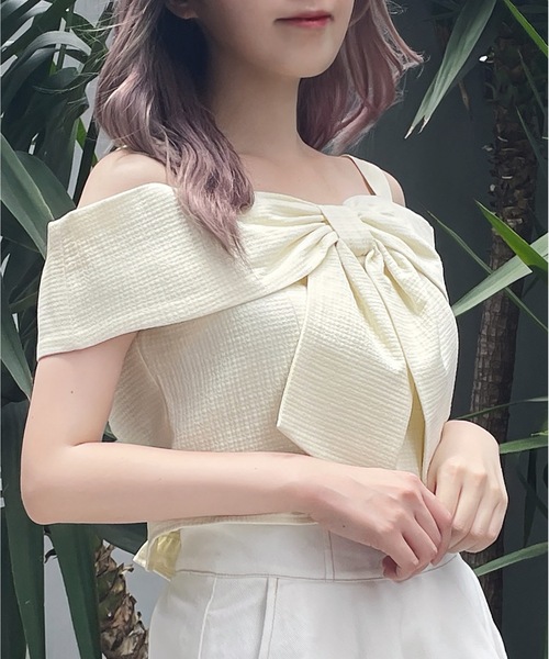 abc une face（アーベーセーアンフェイス）の「オフショルリボンブラウス（シャツ/ブラウス・レディース・ブラック/グリーン/ホワイト/イエロー/ホワイト系その他・FREE）」の14枚目の写真