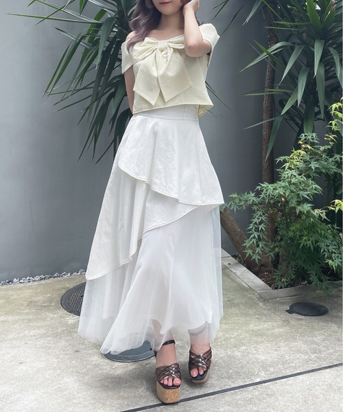 abc une face（アーベーセーアンフェイス）の「オフショルリボンブラウス（シャツ/ブラウス・レディース・ブラック/グリーン/ホワイト/イエロー/ホワイト系その他・FREE）」の16枚目の写真