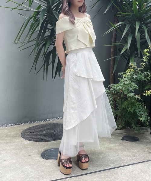 abc une face（アーベーセーアンフェイス）の「オフショルリボンブラウス（シャツ/ブラウス・レディース・ブラック/グリーン/ホワイト/イエロー/ホワイト系その他・FREE）」の17枚目の写真