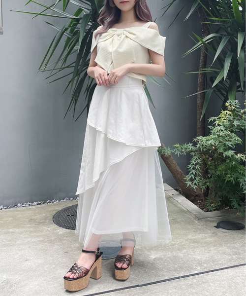 abc une face（アーベーセーアンフェイス）の「オフショルリボンブラウス（シャツ/ブラウス・レディース・ブラック/グリーン/ホワイト/イエロー/ホワイト系その他・FREE）」の18枚目の写真