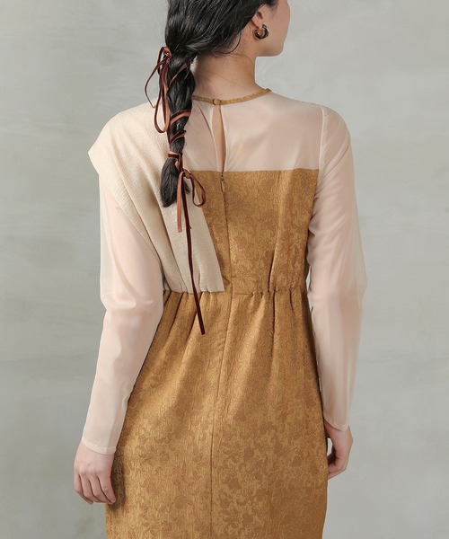 Kana（カナ）の「フラワー ジャガード ノットデザイン Iライン オケージョンドレス ワンピース ドレス 結婚式 お呼ばれ（ドレス・レディース・ブラウン/キャメル/ブラック・M）」の22枚目の写真