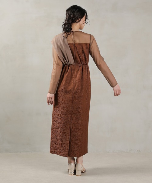 Kana（カナ）の「フラワー ジャガード ノットデザイン Iライン オケージョンドレス ワンピース ドレス 結婚式 お呼ばれ（ドレス・レディース・ブラウン/キャメル/ブラック・M）」の14枚目の写真