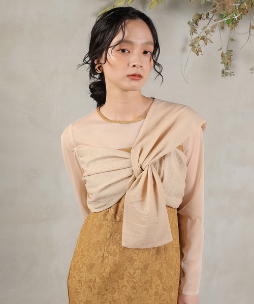 Kana（カナ）の「フラワー ジャガード ノットデザイン Iライン オケージョンドレス ワンピース ドレス 結婚式 お呼ばれ（ドレス・レディース・ブラウン/キャメル/ブラック・M）」の19枚目の写真