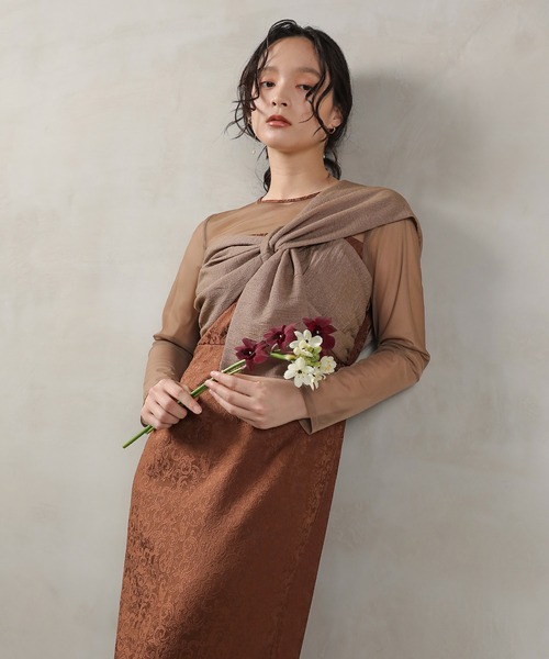 セール】フラワー ジャガード ノットデザイン Iライン オケージョン