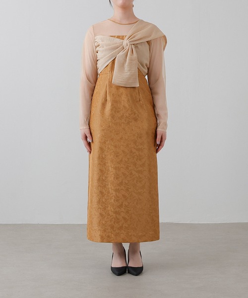 セール】フラワー ジャガード ノットデザイン Iライン オケージョン