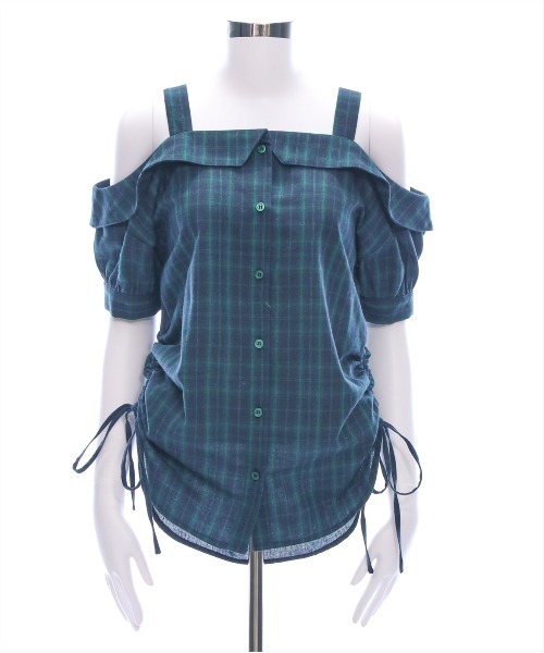 clear（クリア）の「オフショルチェックシャツ［大人カジュアル 夏］≪SS新作≫（シャツ/ブラウス・レディース・グリーン/ネイビー/オレンジ・F）」の22枚目の写真